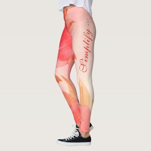 Coral Roos Waterverf Print Leggings (Links)