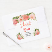 Coral Roses with Foliage Birthday Thank You Vierkante Sticker (Envelop)