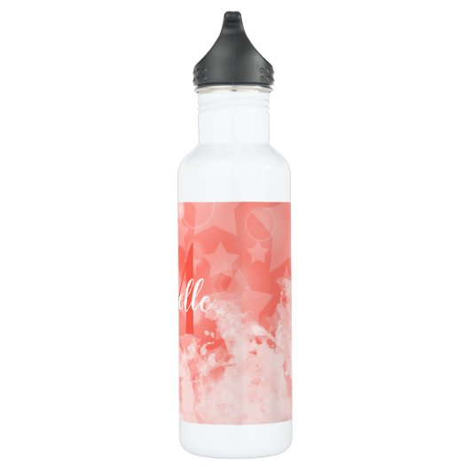 Coral roze sterren patroon Moderne grafische monog Waterfles (Rechts)