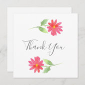 Coral Roze Waterverf Daisy Dank je kaart (Voorkant / Achterkant)