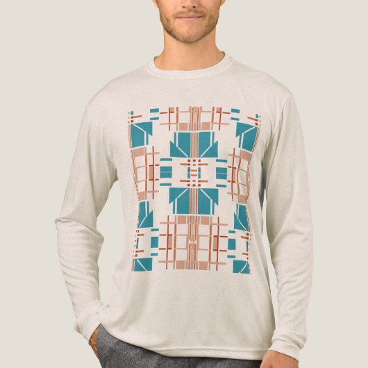 Coral Rust Turquoise Southwest-geïnspireerde geome Tri-Blend Shirt (Voorkant volledig)