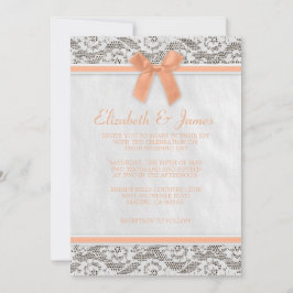 Coral Rustic Burlap Wedding Invitations Kaart