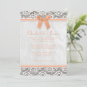 Coral Rustic Burlap Wedding Invitations Kaart (Staand voorkant)