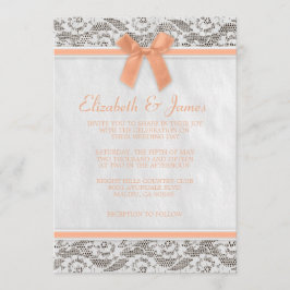 Coral Rustic Burlap Wedding Invitations Kaart