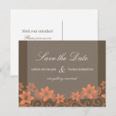 Coral Rustic Floral Save the Date Briefkaart (Voorkant / Achterkant)