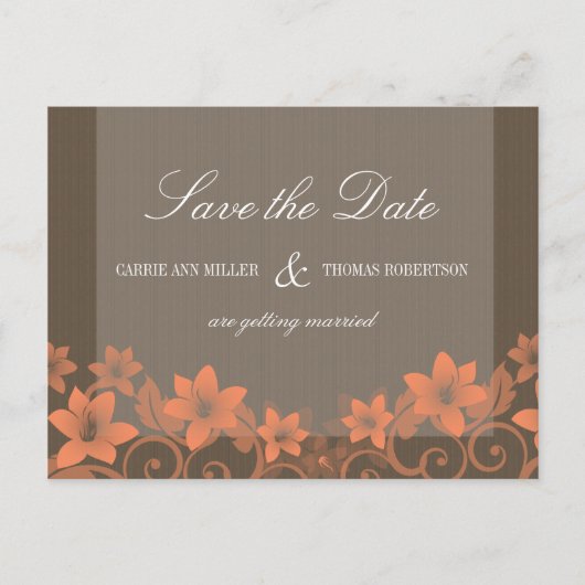 Coral Rustic Floral Save the Date Briefkaart (Voorkant)