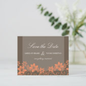 Coral Rustic Floral Save the Date Briefkaart (Staand voorkant)