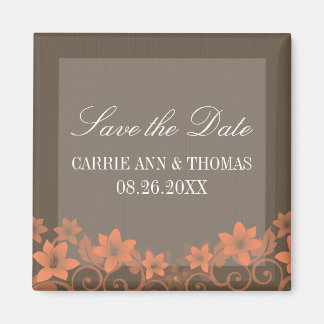 Coral Rustic Floral Save the Date Magnet