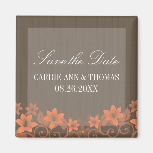 Coral Rustic Floral Save the Date Magnet (Voorkant)