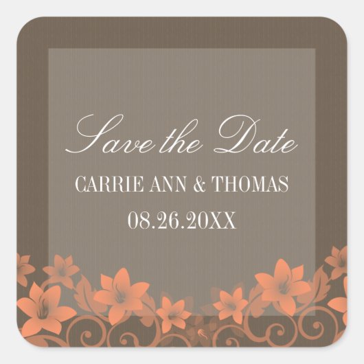 Coral Rustic Floral Save the Date Stickers (Voorkant)