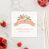 Coral Rustic Flowers Vrijgezellenfeest Papieren se Servet (Insitu)