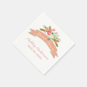 Coral Rustic Flowers Vrijgezellenfeest Papieren se Servet (Hoek)