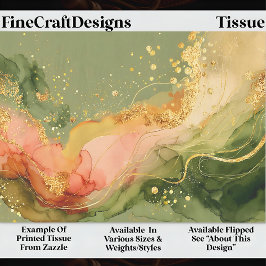 Coral & Sage Alcohol Ink + Gold EA3L Decoupage Tissuepapier