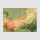 Coral & Sage Alcohol Ink + Gold EA3L Decoupage Tissuepapier (Voorkant)