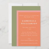 Coral Sage Green Modern Geometric Vrijgezellenfees Kaart (Voorkant)