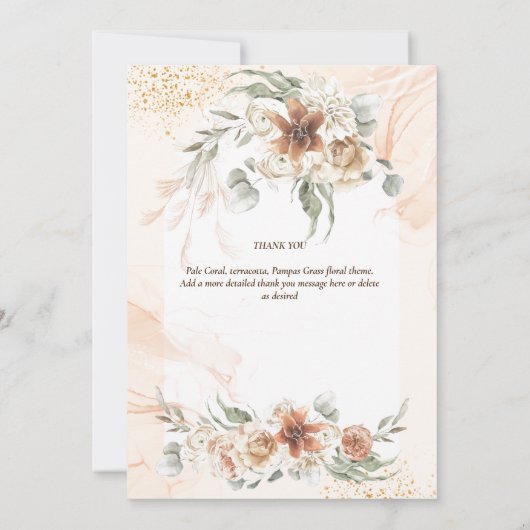 Coral Sage Pampas Grass Floral PHOTO Kaart (Achterkant)