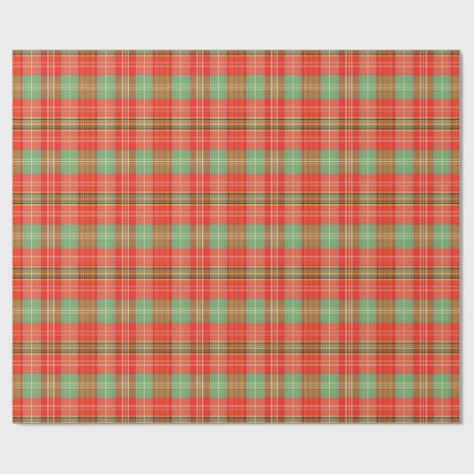 Coral & Sage Plaid Cadeaupapier (Vlak)