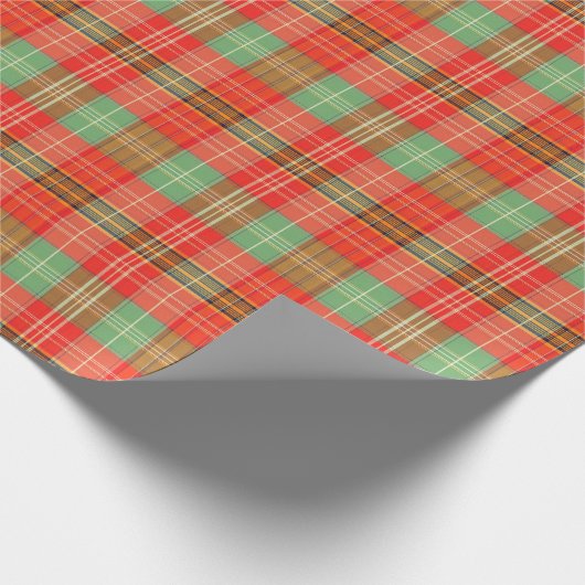 Coral & Sage Plaid Cadeaupapier (Hoek)