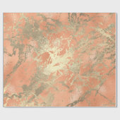 Coral Salmo Champaigne Gold Marble Metallic Stroke Cadeaupapier (Vlak)