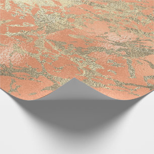 Coral Salmo Champaigne Gold Marble Metallic Stroke Cadeaupapier