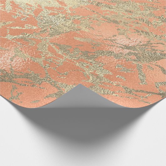 Coral Salmo Champaigne Gold Marble Metallic Stroke Cadeaupapier (Hoek)