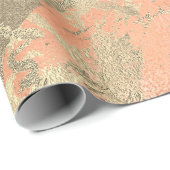 Coral Salmo Champaigne Gold Marble Metallic Stroke Cadeaupapier (Rol Hoek)