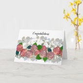 Coral Salmon en White Flowers Gefeliciteerd Kaart (Gele Bloem)