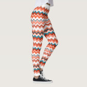 Coral Salmon Oranje Blue Wavy Zigzag Pattern Leggings (Rechts)