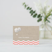 Coral Sand Dollar Chevron Place Card Plaatskaartje (Staand voorkant)
