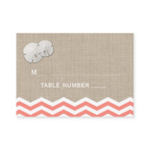Coral Sand Dollar Chevron Place Card