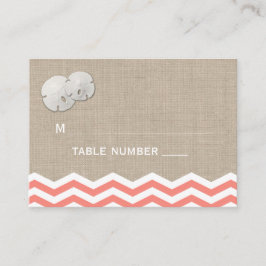 Coral Sand Dollar Chevron Place Card Plaatskaartje