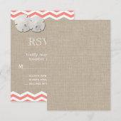 Coral Sand Dollar & Chevron RSVP Kaartje (Voorkant / Achterkant)