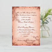  Coral Scroll Leaf Wedding Uitnodigen Kaart (Staand voorkant)