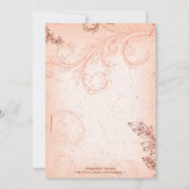  Coral Scroll Leaf Wedding Uitnodigen Kaart (Achterkant)
