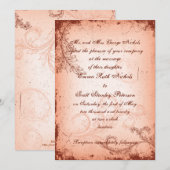  Coral Scroll Leaf Wedding Uitnodigen Kaart (Voorkant / Achterkant)