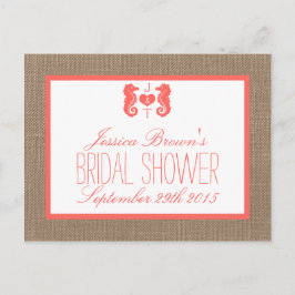 Coral Seahorse Beach Vrijgezellenfeest Recept Kaar Uitnodiging Briefkaart