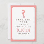Coral Seahorse Wedding Save the Date (Voorkant)