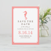 Coral Seahorse Wedding Save the Date (Staand voorkant)