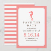 Coral Seahorse Wedding Save the Date (Voorkant / Achterkant)