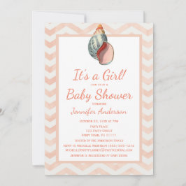 Coral Seashell Baby shower Girl Boy Kaart