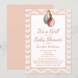 Coral Seashell Baby shower Girl Boy Kaart