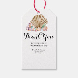 Coral & Seashell strand Huwelijksgeschenk Cadeaulabel