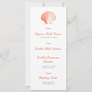 Coral Seashell Weddenschappen Receptie Menu Kaart