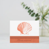 Coral Shell Beach Wedding RSVP Briefkaart (Staand voorkant)