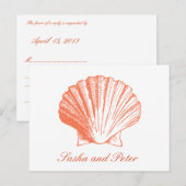 Coral Shell Beach Wedding RSVP Briefkaart (Voorkant / Achterkant)