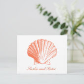 Coral Shell Beach Wedding RSVP Briefkaart (Staand voorkant)