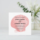 Coral Shell Invitation Kaart (Staand voorkant)