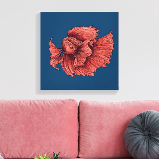 Coral Siamese gevechten Canvas Afdruk (Insitu (Woonkamer))