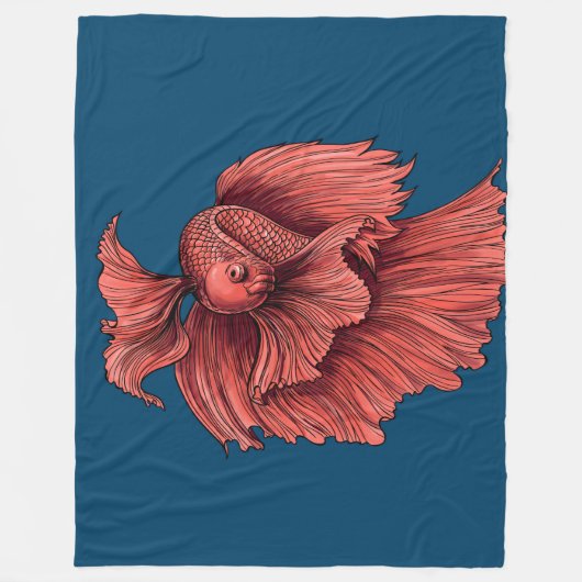 Coral Siamese gevechten Fleece Deken (Voorkant)