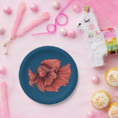 Coral Siamese gevechten Papieren Bordje (Feest)